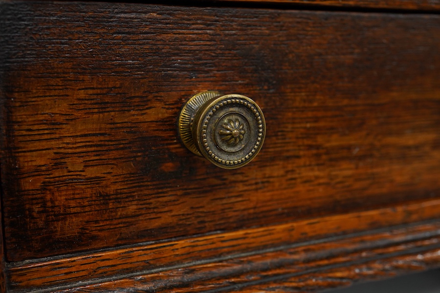 A Victorian oak miniature chest with sliding top, 31.5cm wide, 32cm high. Condition - good